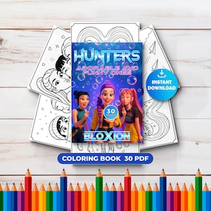 K-pop Demon Hunters Inspired Coloring Book | 30 Pages of Cute & Funny Anime Girls | Instant Download PDF