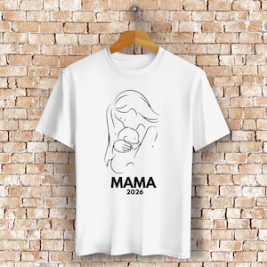 Mama 2026 Shirt, Pregnancy Announcement Shirt, Expectant Mother Gift, First Time Mom Gift, Pregnancy Shirt White