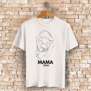 Mama 2026 Shirt, Pregnancy Announcement Shirt, Expectant Mother Gift, First Time Mom Gift, Pregnancy Shirt Vintage White