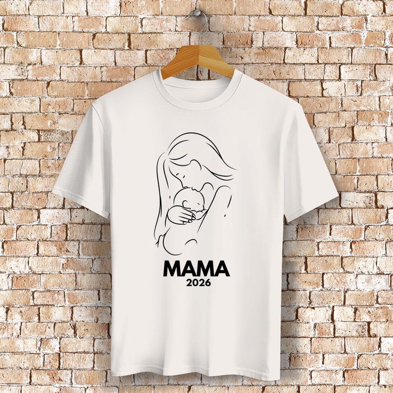 Mama 2026 Shirt, Pregnancy Announcement Shirt, Expectant Mother Gift, First Time Mom Gift, Pregnancy Shirt Vintage White