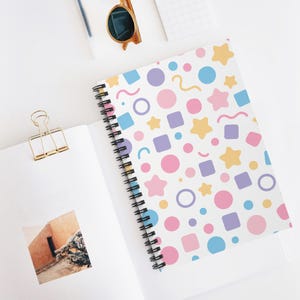 Colorful Shapes Spiral Notebook for Creative Minds, Cute Journal, School Supplies, Gift for Kids, Doodles, Note-taking
