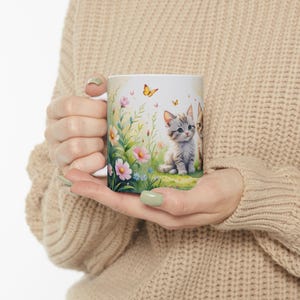 Cute Kitten Ceramic Mug - Cat Lover Gift, 11oz & 15oz, Coffee Cup, Animal Enthusiast, Birthday, Mother&#39;s Day, Home Decor