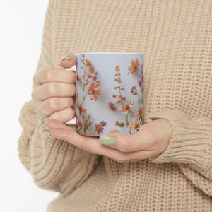 Floral Ceramic Mug, Tea Cup Gift, Coffee Mug, Floral Decor, Springtime Gift, Botanical Mug, Mother&#39;s Day Gift