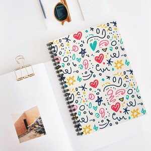 Colorful Spirals Notebook, Cute Stationery, Journal for Kids, Creative Note-taking, Gift for Students, School Supplies, Doodle Design
