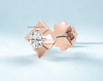 Kolczyki z moissanitem o masie 0,50, 1,0 i 2,0 ct oraz diamentami laboratoryjnymi, kolczyki na imprezę z diamentami laboratoryjnymi, kolczyki z czterema zębami ze złota 14k