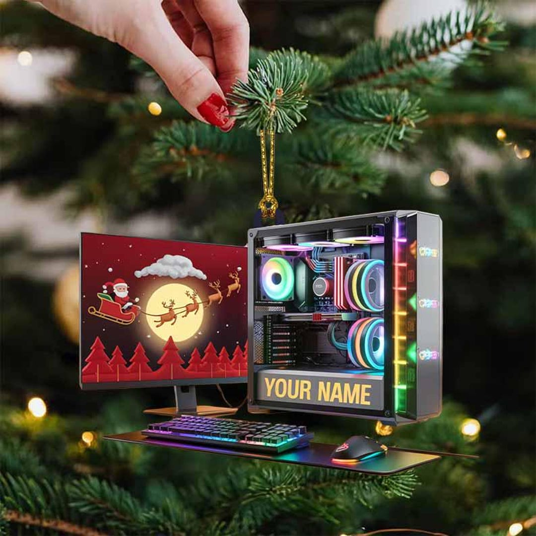 Custom Gaming Setup Ornament – Personalized PC Tower and Monitor With ...