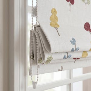 Embroidered Tree Roman Shade, Nursery Window Treatment, Kids Room Blind (Blackout Option)