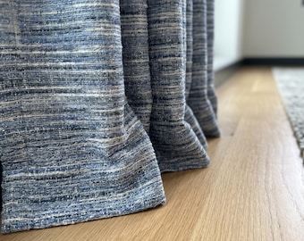 Cortinas con aspecto de lino azul, tamaño personalizado, cortinas tejidas con textura para ventanas, cortinas modernas para sala de estar, privacidad o opacas.