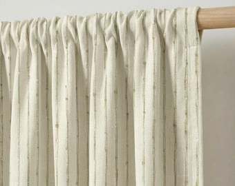 Textured Ivory Linen Curtains | Neutral Window Panels | Minimalist Drapes | Living Room Bedroom Curtains | Custom Size