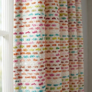 Multicolor Textured Cotton Curtains | Handwoven Look Drapes for Living Room, Bedroom & Playroom