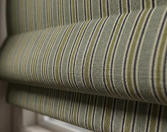 Sage Stripe Roman Blind | Tailored Window Shade | Modern Farmhouse Decor