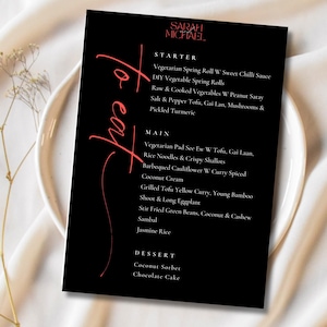 Wedding or Event Menu Card Template Editable Printable Wedding Menu, Luxury Menu Instant Download