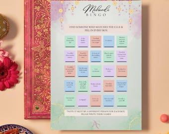 Bingosjabloon bruiloft/Mehendi: bewerkbaar afdrukbaar spel (digitale download)