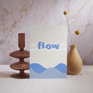 Flow Poster – Minimalist Wall Art with Waves and Text | Modern Print for Office, Nursery, Kids Room, Bedroom Decor