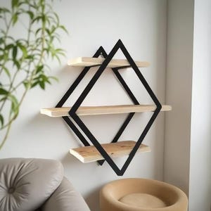Metal Wall Shelf for Living Room & Kitchen, Modern Industrial Floating Storage Rack, Sturdy Space-Saving Display Organizer, Black Finish