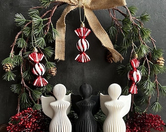 Ribbed Angel 13 cm | Modern Christmas Decoration | 3D Printed | Scandinavian/Japandi Decor | Winter Figurine | Christmas Gift Idea