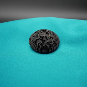 Victorian Bog Oak Brooch with Shamrocks ca 1870