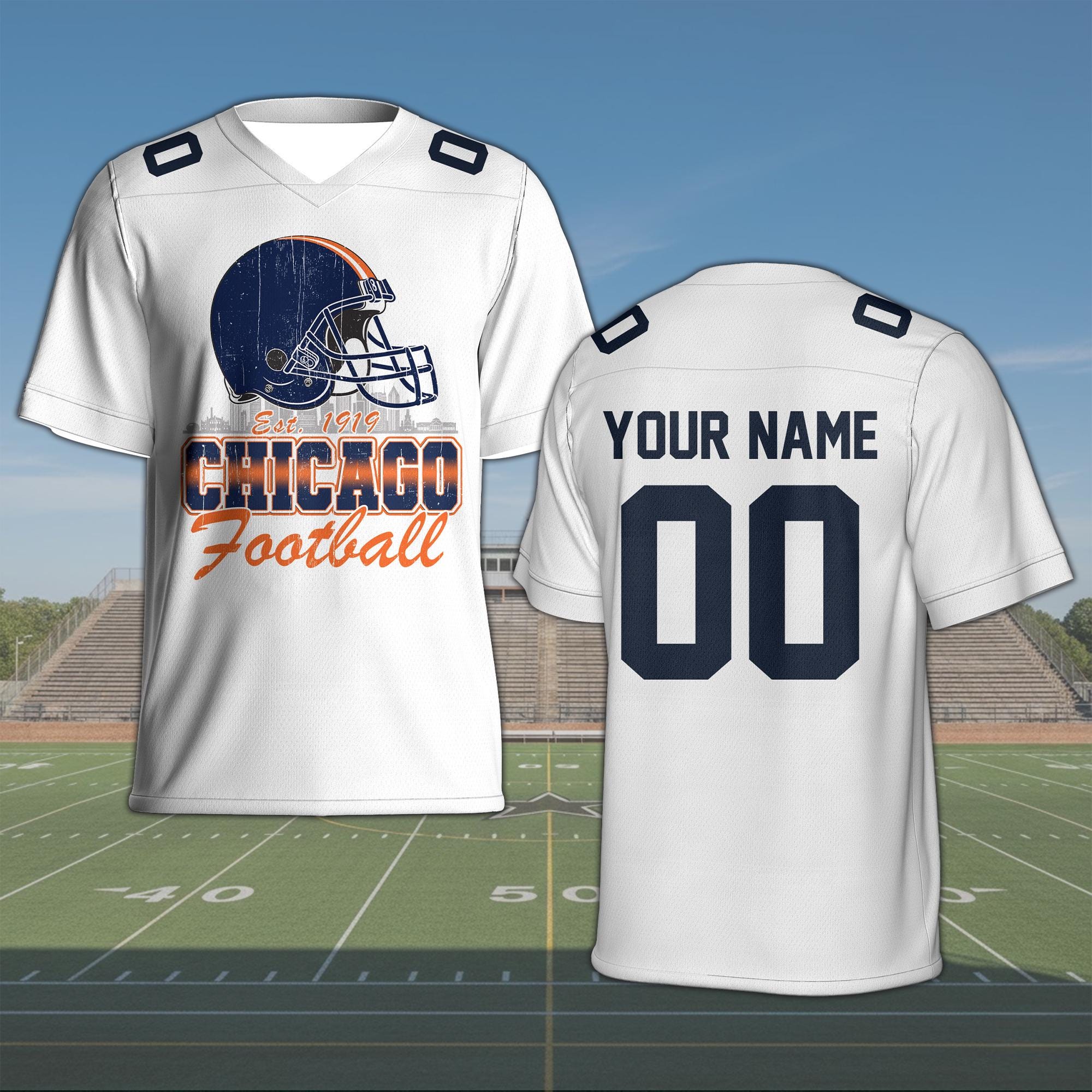 Discover Personalized Vintage Chicago Football Jersey, 1919 Retro Sports Fan Shirt, Chicago Game Day