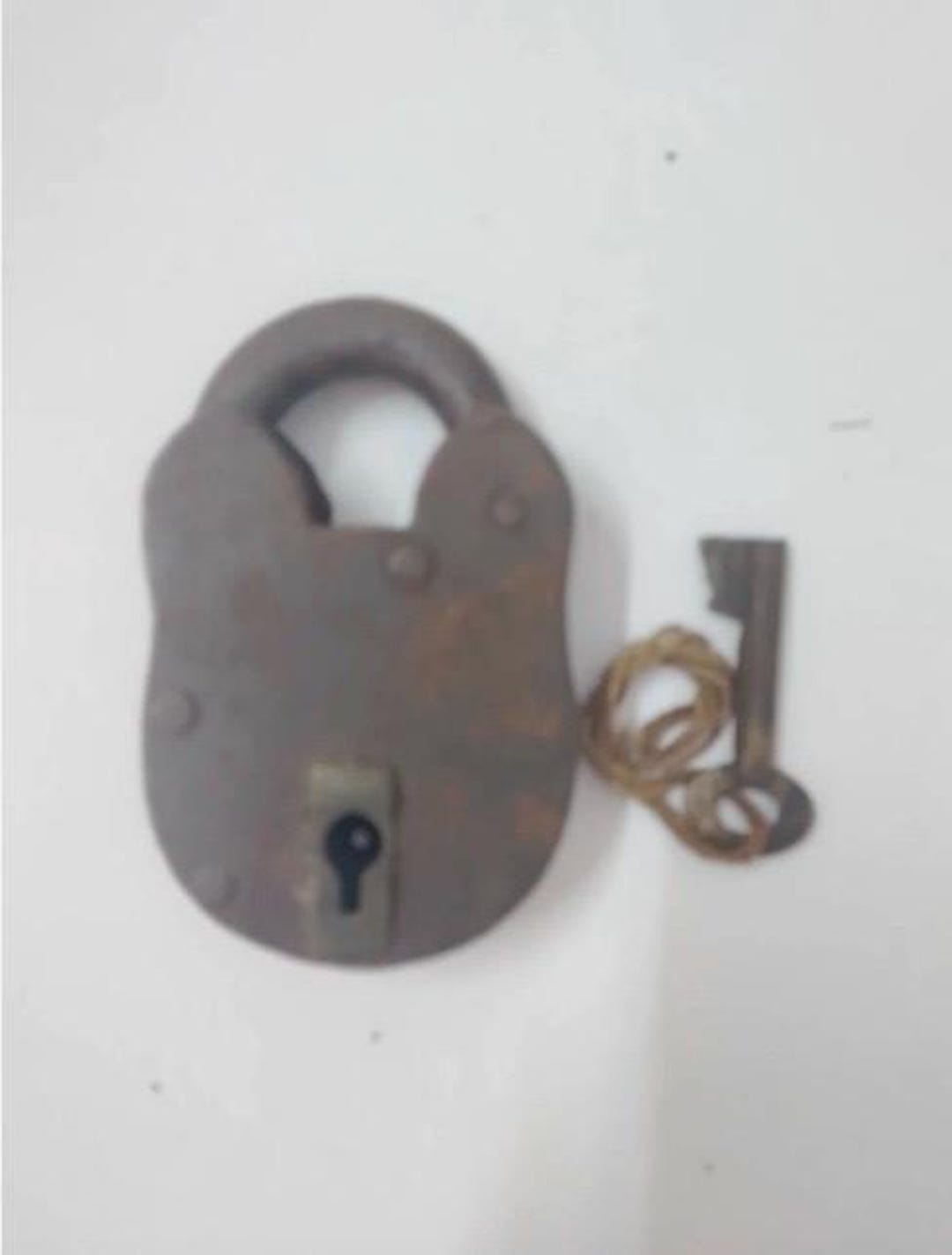 Key Lockbox Old Antique Vintage Lock Padlock Authentic Key Lock Old Rare Working Big ...