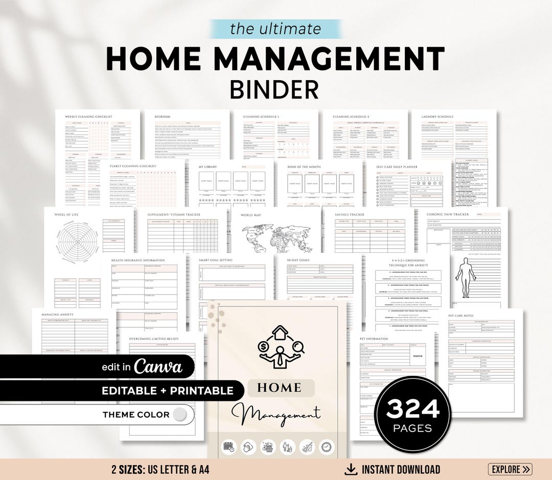 Home Management Binder, Cleaning Schedule, ADHD Planner Printable, Life ...