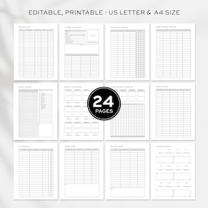 Editable Book Reading Journal,  Printable Reading Planner Bundle,  Book Trackers & Logs, Reading Challenge, Book Review Monthly Yearly, Canva Template