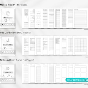 Home management binder with meal planner, grocery list, kitchen inventory and recipe log printable pages