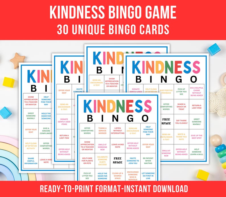 Kindness Bingo Game, 40 Kindness Bingo Cards, Kindness Activity for ...