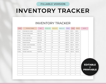 Editable Inventory Tracker, Business Product Inventory List, Inventory Management Form, Inventory Sheet, Inventory Organizer, Printable PDF