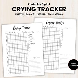 Registro anual de llanto, registro de llanto imprimible, registro de llanto, registro de estado de ánimo, registro de sentimientos, registro de emociones, registro de tristeza