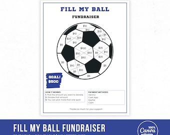 Fill My Ball Fundraiser Template | Editable Soccer Fundraising Chart | Printable Donation Game | School Team Church Fundraiser