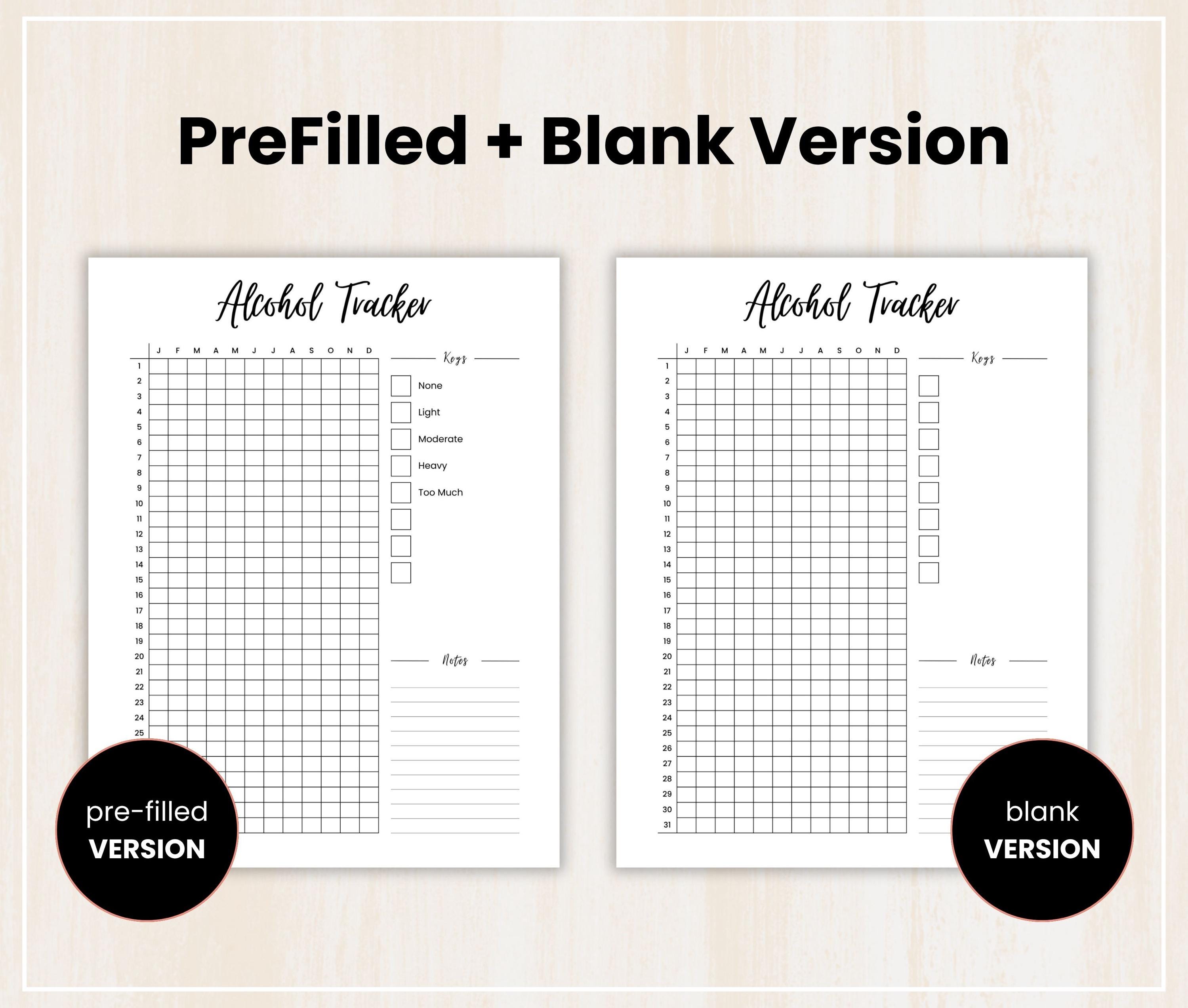 Alcohol Tracker, Printable Bullet Journal Page, Alcohol Log, Track ...