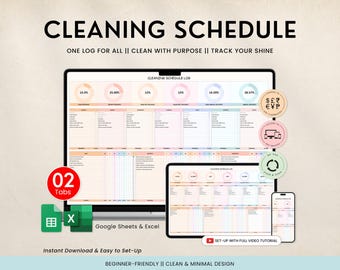 Putzplan für's Haus, Adhd Putzzeug Checkliste, Tabelle Vorlage, Putztracker, Haushaltsplaner, Google Sheets Excel