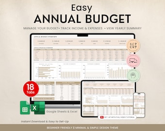 Jährliches & monatliches Budget, Google Sheets Vorlage, Jahresplaner, Haushaltsplaner, Jahresbudget, persönliche Jahresübersicht