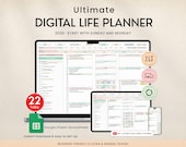Digital Life Planner Spreadsheet Budget Tracker Template Task To Do List Habit Productivity Goal Daily Planner Digital Calendar 2025, 2026