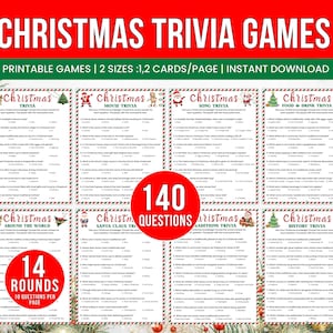 Printable Christmas Trivia Game, Christmas Party Games, Christmas Family Games, Fun Christmas Game for Large Group Adults, Trivia Night