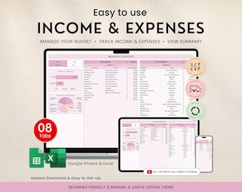 Income and Expense Tracker Spreadsheet für Google Sheets Excel, PersonalFinance Planner, Spending Tracker, Small Business Spreadsheet