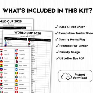 World Cup 2026 Sweepstake Kit Printable, Soccer Pool Game, Office Party Game, Watch Party Kit, Instant Download PDF