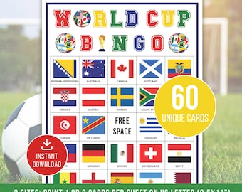 2026 World Soccer Bingo, 60 Soccer Bingo Cards, Printable Soccer Bingo, Soccer Activity, Kid's Bingo Game, Soccer Bingo Game for Kids