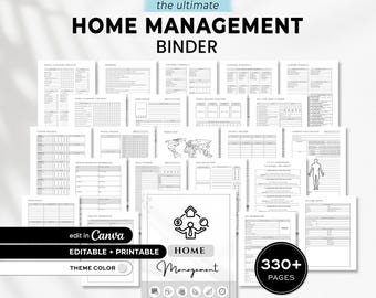 Home Management Binder, Printable Life planner Bundle, Editable Home Cleaning Schedule, Household Organizer, Budget Productivity Trackers