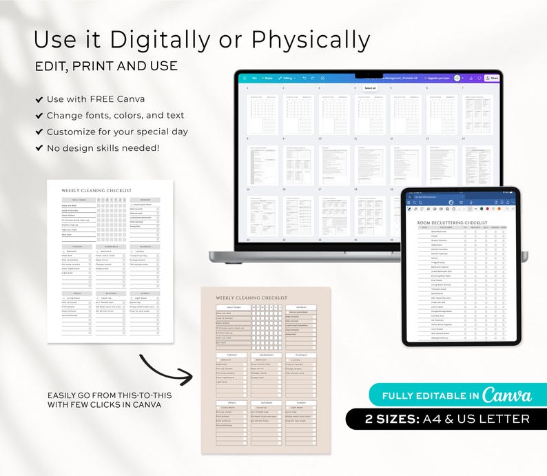 Home Management Binder, Cleaning Schedule, ADHD Planner Printable, Life Binder, Editable Cleaning Checklist, Emergency Household Planner