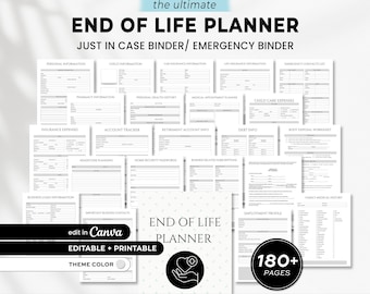 End of Life Planner, PRINTABLE Just In Case of Emergency Binder, Life Planner, Death Legacy Journal, ADHD Life Digital Planner, Funeral