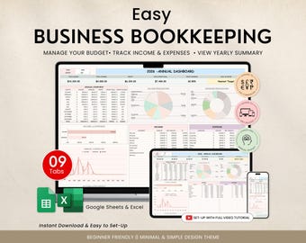 Small Business Buchhaltung Vorlage Buchhaltung Fiskus Tabelle Einnahmen und Ausgaben Tracker, Umsatzsteuer Tracker Buchhaltung für Freelancer