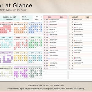 Year at a Glance Calendar Google Sheets & Excel Template, Yearly ...