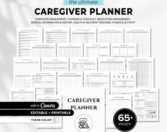 Editable Caregiver Checklist Template, Caregiver Planner, Caregiver Resources, Daily Routine Schedule, Caregiving Tools, Caregiver Binder