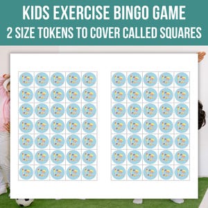 Kids Exercise Bingo, Exercise Bingo Cards, Printable Fitness Bingo Game, Kids Indoor Recess Activity, Classroom Bingo game, Instant Download