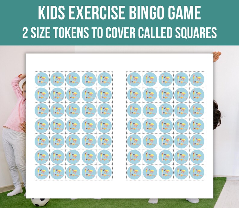 Kids Exercise Bingo, Exercise Bingo Cards, Printable Fitness Bingo Game, Kids Indoor Recess Activity, Classroom Bingo game, Instant Download