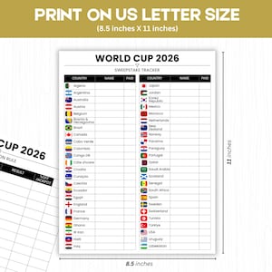 World Cup 2026 Sweepstake Kit Printable, Soccer Pool Game, Office Party Game, Watch Party Kit, Instant Download PDF