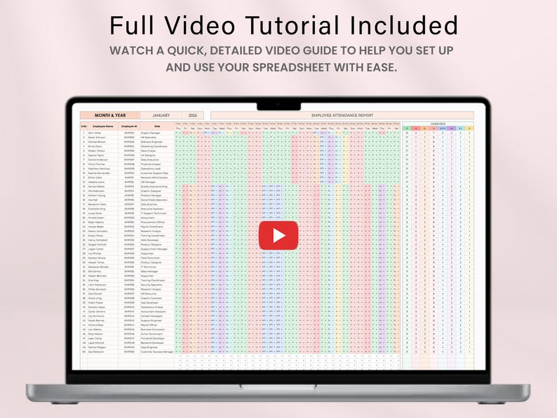 Employee Attendance Tracker | Excel & Google Sheets | Absence, Sick ...