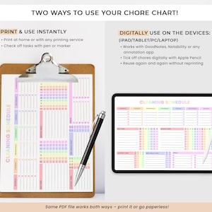 EDITABLE Cleaning Schedule Checklist ADHD Cleaning Planner Household ...