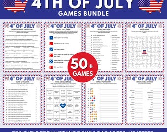 4 juli-spellenbundel, 50 patriottische feestspellen en -activiteiten, 4 juli-trivia, spel patriottische liedjes, USA Independence Day Games, pdf